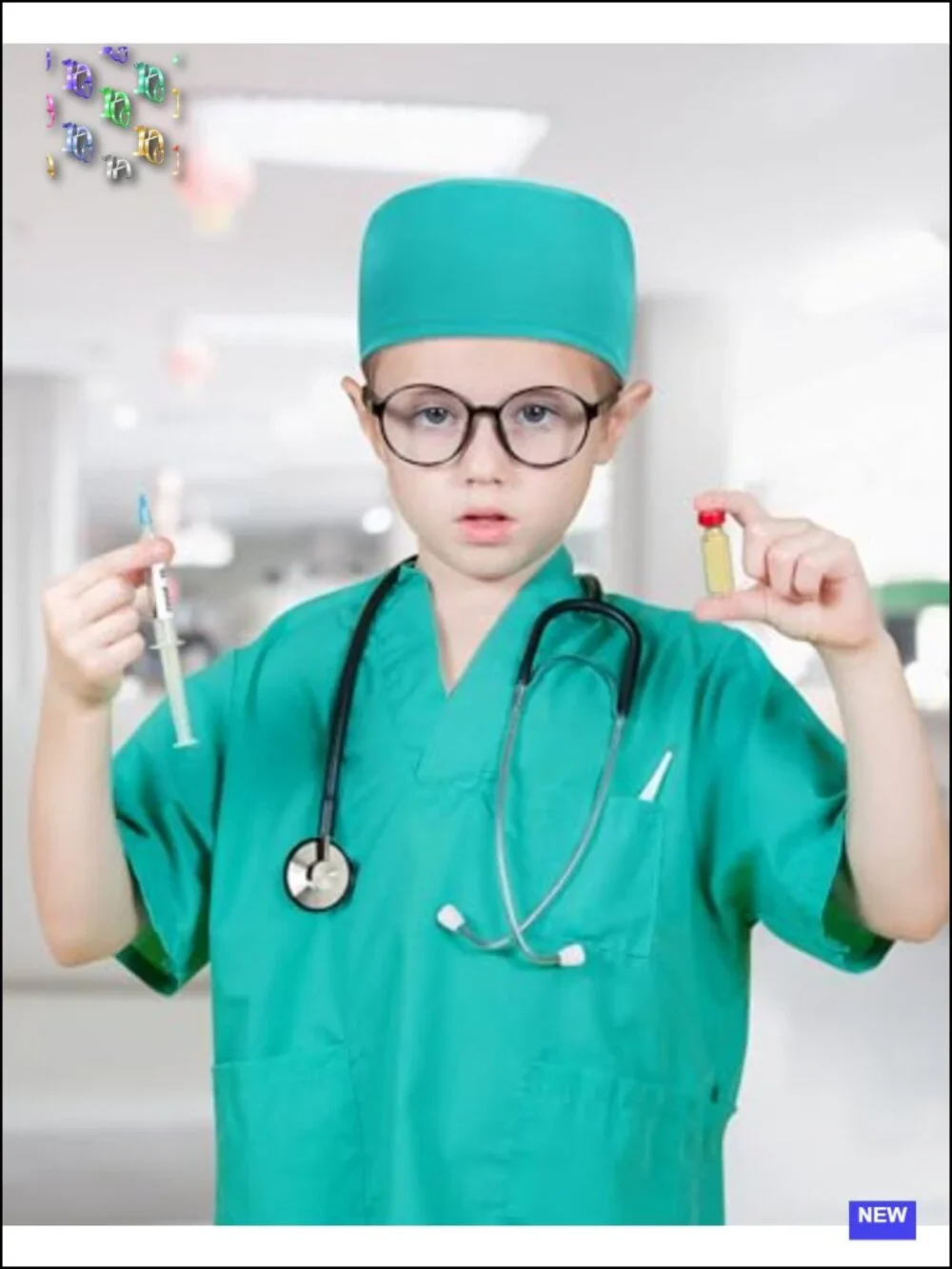 Kids Doctor Costume 7pcs Pretend Play Scrubs with Real Stethoscope